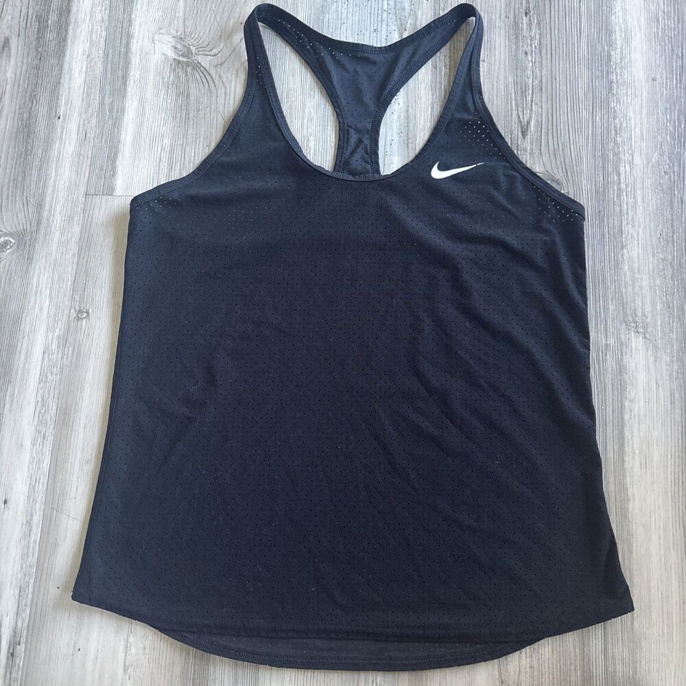 Nike Dri-FIT racerback Black Mesh Workout Running Yoga Gym tank top Medium